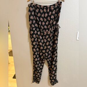 Denim & Supply Ralph Lauren Black Floral Strapless Jumpsuit Size L